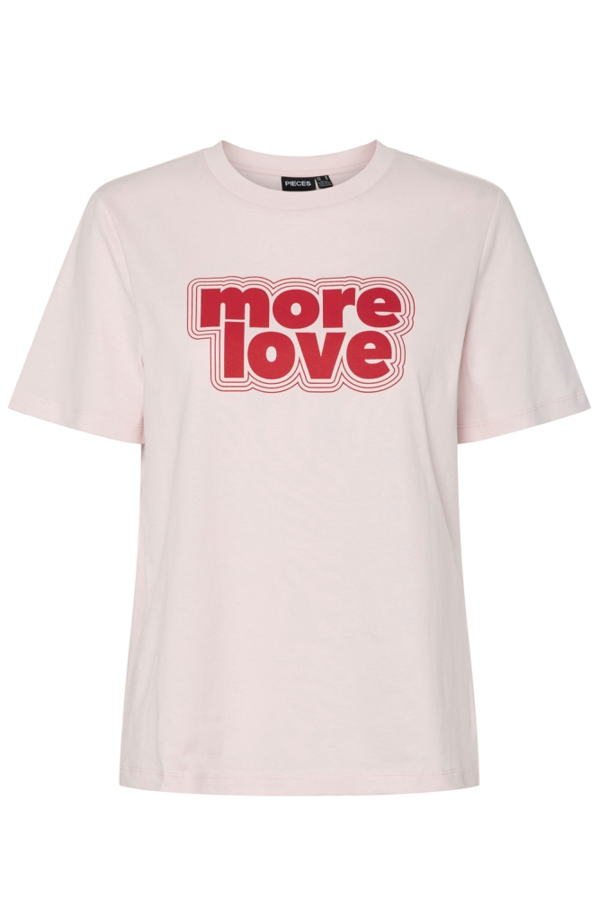 PCTAMERA SS PRINTED T-SHIRT JRS BC 17157450 PINK A BOO /MORE LOVE